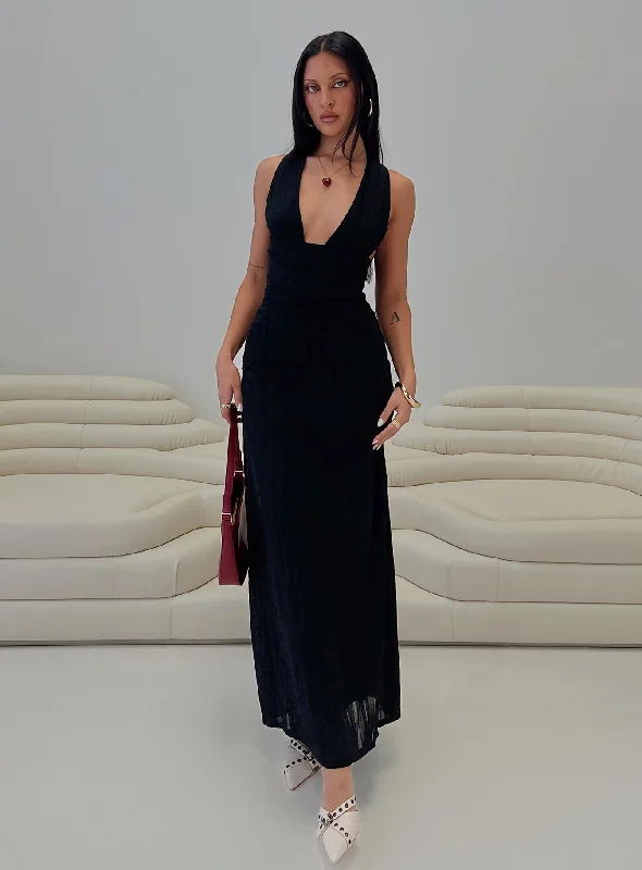 Party dresses with unique accessories and embellishments for special occasions and events -Alsace Maxi Dress Black