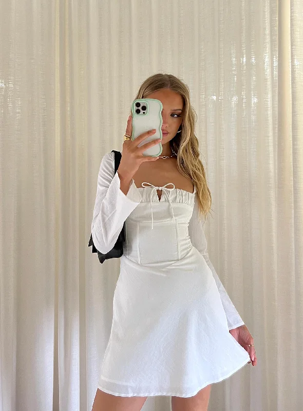Corset dresses with metallic colors and sequins for formal parties and special occasions to dazzle and impress -Aalyah Corset Mini Dress White Corset dresses with metallic colors and sequins for formal parties and special occasions to dazzle and impress -Aalyah Corset Mini Dress White