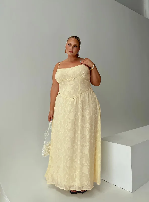 Birthday dresses for formal events with bold, vibrant colors and metallic accents for a modern and trendy style -South Of France Maxi Dress Yellow Curve Birthday dresses for formal events with bold, vibrant colors and metallic accents for a modern and trendy style -South Of France Maxi Dress Yellow Curve