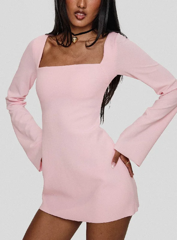 Birthday dresses with convertible necklines and sleeves for versatility -Bombshell Long Sleeve Mini Dress Pink Birthday dresses with convertible necklines and sleeves for versatility -Bombshell Long Sleeve Mini Dress Pink