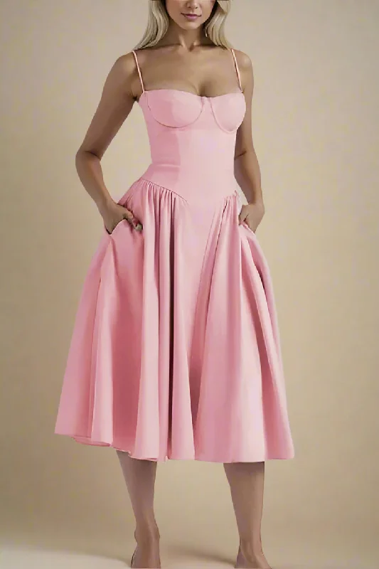 Everly Bodycon Day Midi Dress - Blush Pink