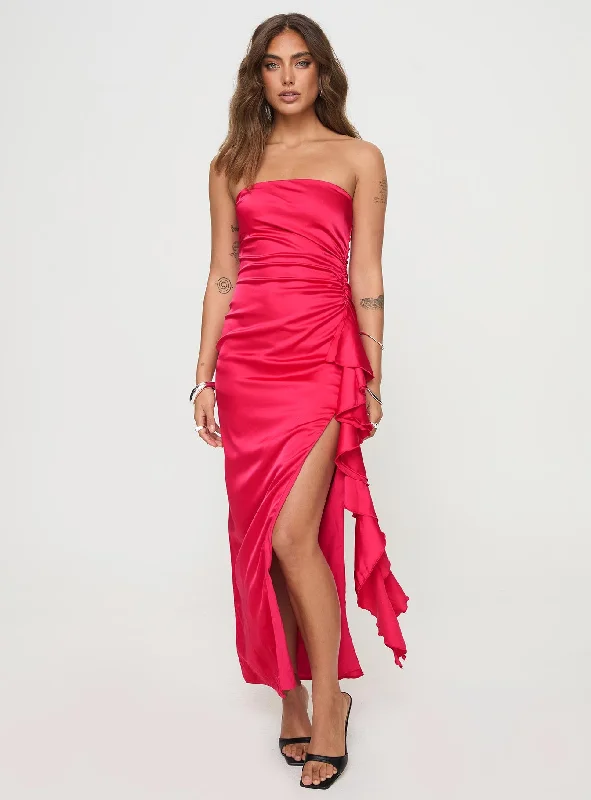 Wedding guest dresses with convertible necklines- -Callita Strapless Maxi Dress Red Wedding guest dresses with convertible necklines- -Callita Strapless Maxi Dress Red