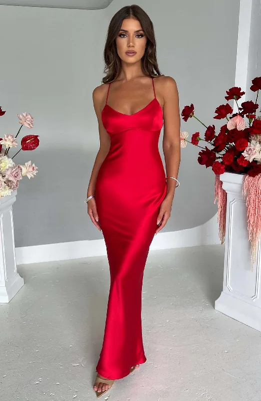 Bridesmaid dress styles inspired by Pantone colors- -Malika Maxi Dress - Red