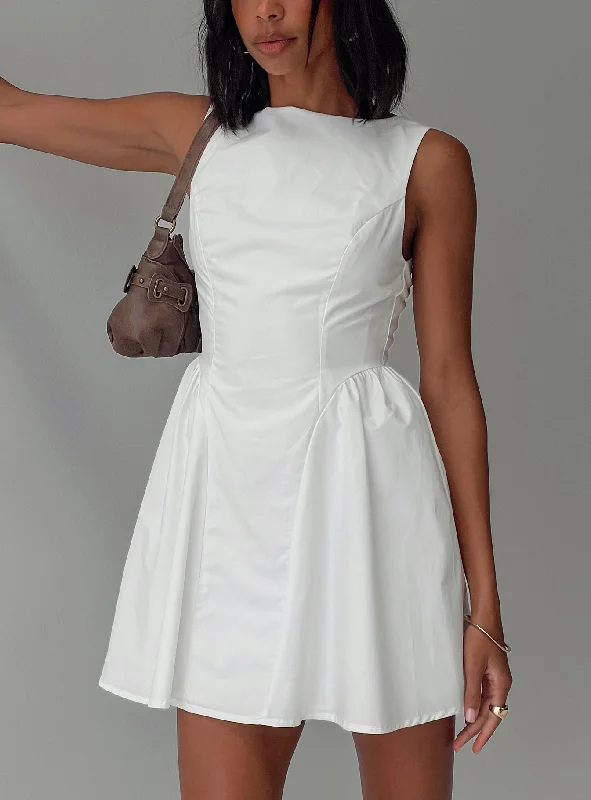 Party dresses with eco-friendly materials -Maryvonne Mini Dress White