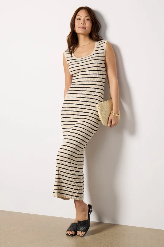Flowy dresses for outdoor festivals with a boho flair - -Gisele Stripe Midi Dress