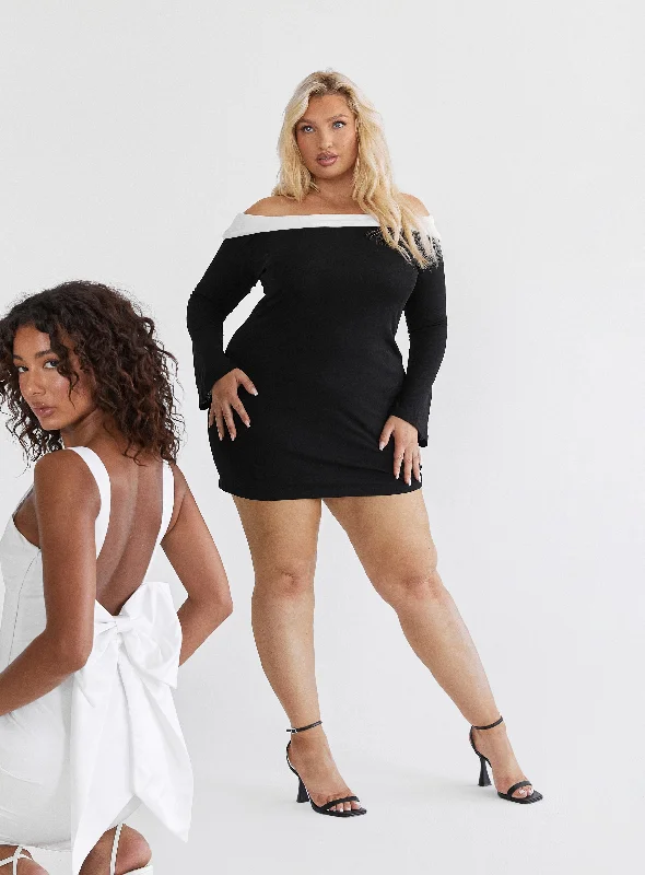 Party dresses for formal events with pastel colors -Anya Mini Dress Black / White Curve Party dresses for formal events with pastel colors -Anya Mini Dress Black / White Curve