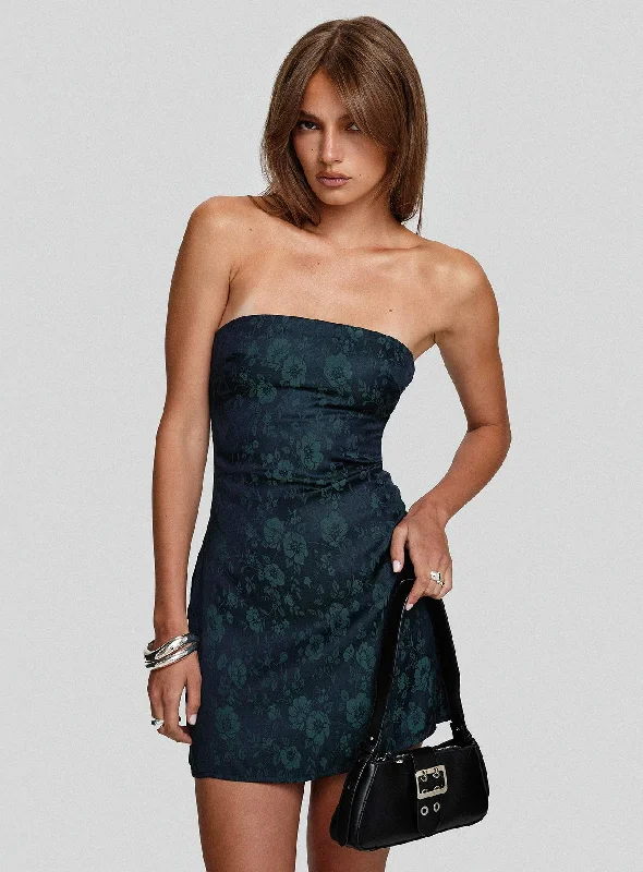 Prom dresses with innovative technology integration -Ramie Strapless Mini Dress Navy