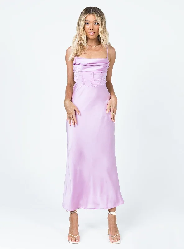 Corset dresses for formal events with convertible necklines -Lillie Midi Dress Purple