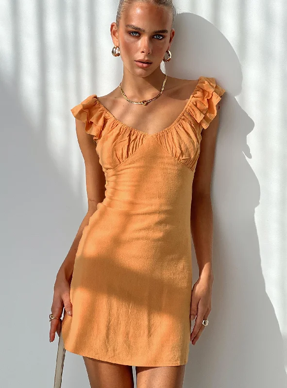 Party dresses for formal events with bright colors and metallic accents -Leto Mini Dress Orange Party dresses for formal events with bright colors and metallic accents -Leto Mini Dress Orange
