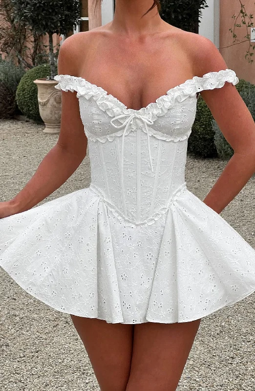 Bridal dresses with organza overlays -Elva Playsuit - Ivory