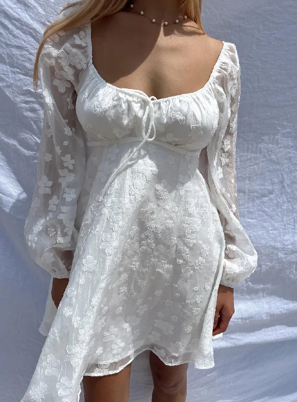 Birthday dresses with metallic colors and sequins -Marceau Long Sleeve Mini Dress White Birthday dresses with metallic colors and sequins -Marceau Long Sleeve Mini Dress White