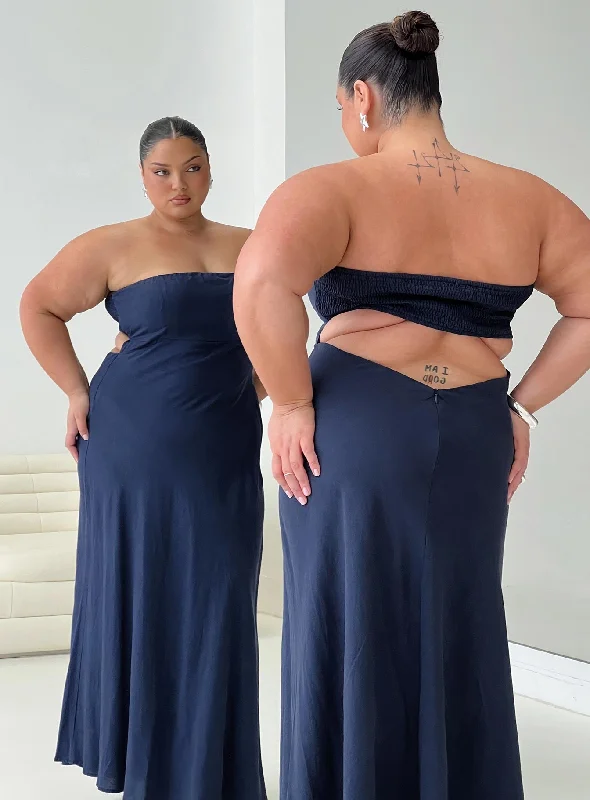 Formal party dresses for formal events with classic silhouettes and vintage-inspired accessories for a classic look -Yahir Strapless Maxi Dress Navy Curve Formal party dresses for formal events with classic silhouettes and vintage-inspired accessories for a classic look -Yahir Strapless Maxi Dress Navy Curve