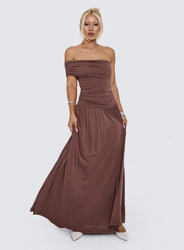 Prom dresses with eco-friendly materials and sustainable production -Decadence Strapless Maxi Dress Brown Prom dresses with eco-friendly materials and sustainable production -Decadence Strapless Maxi Dress Brown