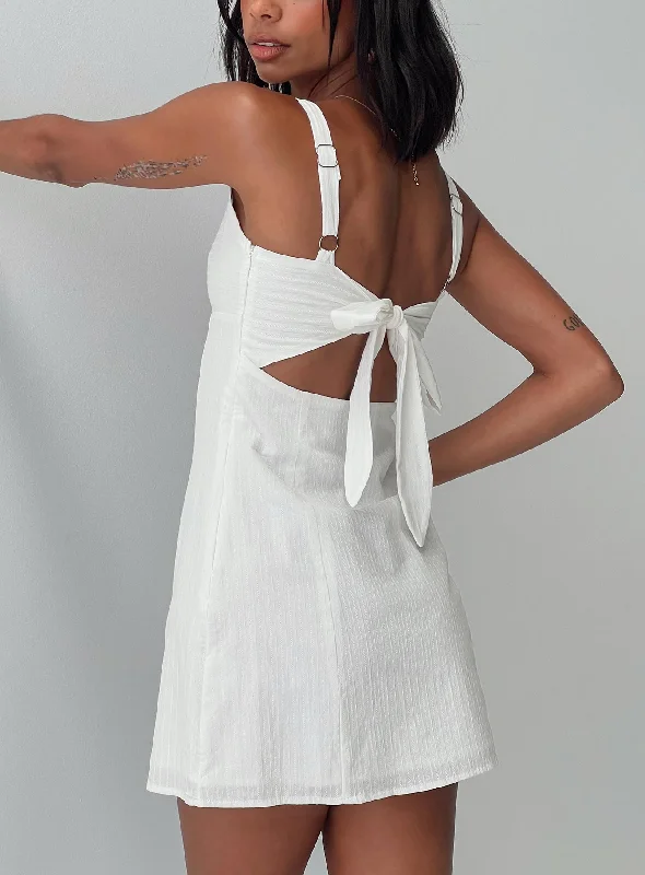 Stretchy maternity graduation dresses for expecting students- -Summer Isles Mini Dress White Stretchy maternity graduation dresses for expecting students- -Summer Isles Mini Dress White