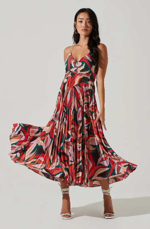 Bridesmaid dress layering ideas for chilly receptions- -Blythe Floral Plisse Midi Dress Bridesmaid dress layering ideas for chilly receptions- -Blythe Floral Plisse Midi Dress