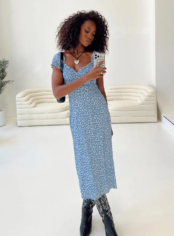 Formal birthday dresses with luxurious fabrics and sophisticated designs for formal events and high-end galas -Just Like Heaven Midi Dress Blue Floral Formal birthday dresses with luxurious fabrics and sophisticated designs for formal events and high-end galas -Just Like Heaven Midi Dress Blue Floral