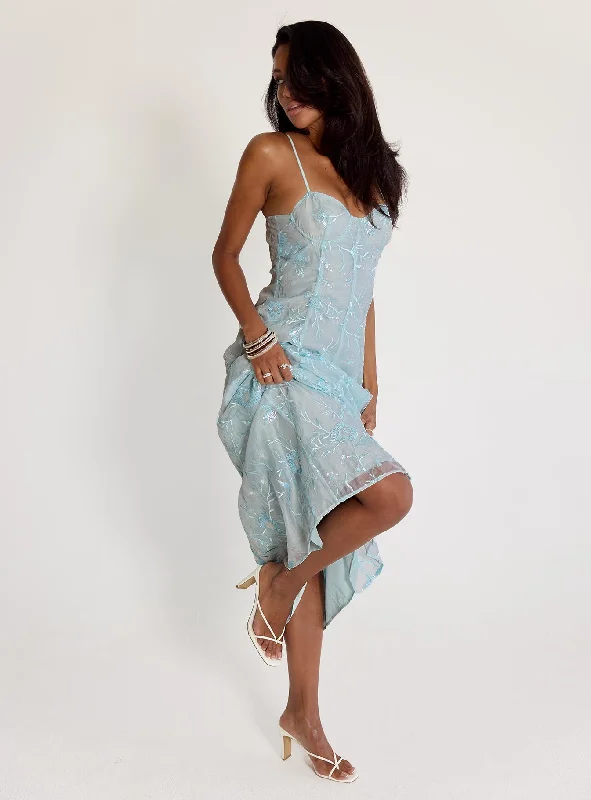 Prom dresses with eco-friendly packaging and shipping -Believe In Love Embroidered Maxi Dress Blue Prom dresses with eco-friendly packaging and shipping -Believe In Love Embroidered Maxi Dress Blue