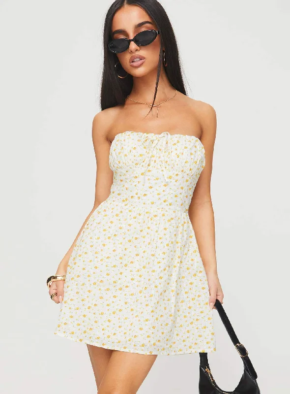 Plus-size birthday dresses with sequins -Calidora Strapless Mini Dress Orange Floral Plus-size birthday dresses with sequins -Calidora Strapless Mini Dress Orange Floral
