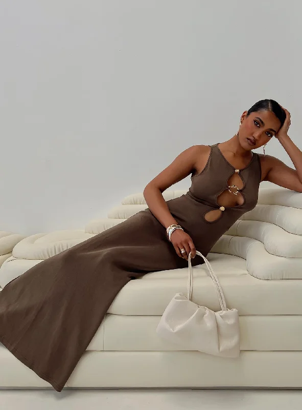 Birthday dresses for formal events with elegant silhouettes and vintage-inspired styles -Sanur Maxi Dress Brown Birthday dresses for formal events with elegant silhouettes and vintage-inspired styles -Sanur Maxi Dress Brown