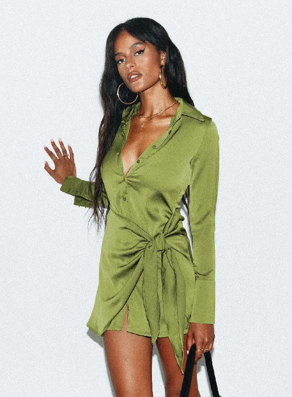 Party dresses for formal events with smart temperature regulation -Bodeni Long Sleeve Mini Dress Green Party dresses for formal events with smart temperature regulation -Bodeni Long Sleeve Mini Dress Green