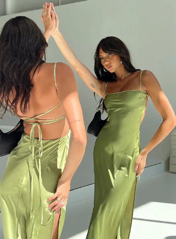 Guest attire tips for surprise weather changes- -Leyana Maxi Dress Green