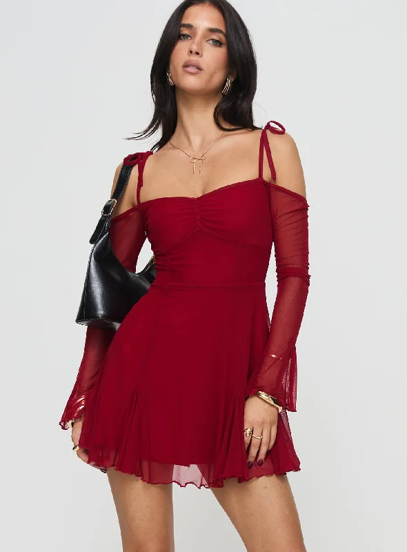 Party dresses for formal events with smart temperature regulation and comfort for optimal relaxation and well-being -Courtland Off The Shoulder Mini Dress Red Party dresses for formal events with smart temperature regulation and comfort for optimal relaxation and well-being -Courtland Off The Shoulder Mini Dress Red