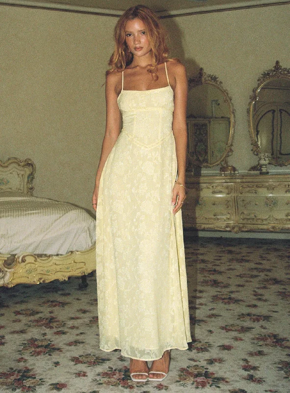 Prom dresses for outdoor events with floral patterns -South Of France Maxi Dress Yellow