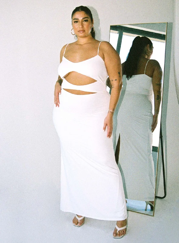 Corset dresses with personalized messages -Maci Maxi Dress White Curve