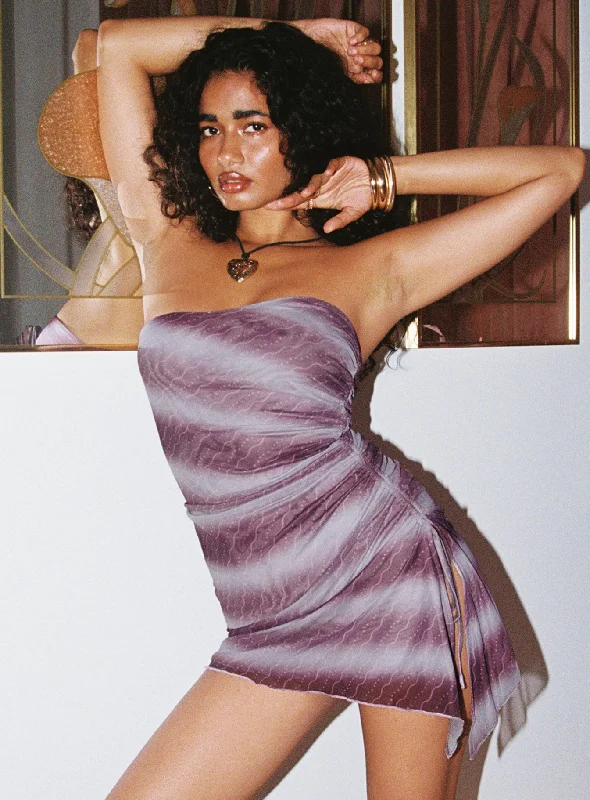 Party dresses with detachable trains -Donelli Mini Dress Purple Stripe
