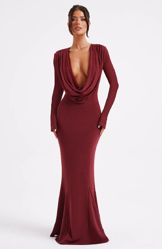 Party dresses with sustainable materials and innovative technology integration for modern style and sustainability -Martina Maxi Dress - Burgundy Party dresses with sustainable materials and innovative technology integration for modern style and sustainability -Martina Maxi Dress - Burgundy