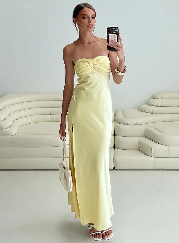 Prom dresses with innovative technology integration -Chevalier Strapless Maxi Dress Lemon Prom dresses with innovative technology integration -Chevalier Strapless Maxi Dress Lemon