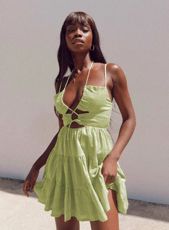 Birthday dresses with sustainable materials and designs -Asxel Mini Dress Green