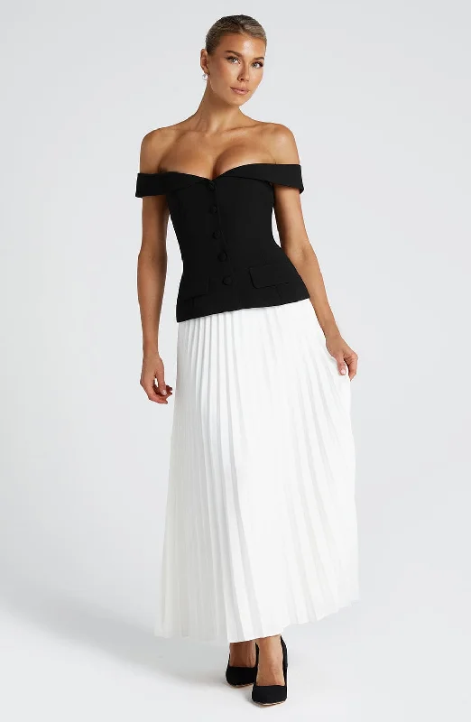Bridal dresses with V-necklines and lace -Penny Midi Skirt - Ivory