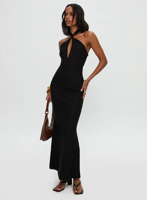 Prom dresses for women with disabilities with adaptive designs -Rapture Halter Maxi Dress Black Prom dresses for women with disabilities with adaptive designs -Rapture Halter Maxi Dress Black