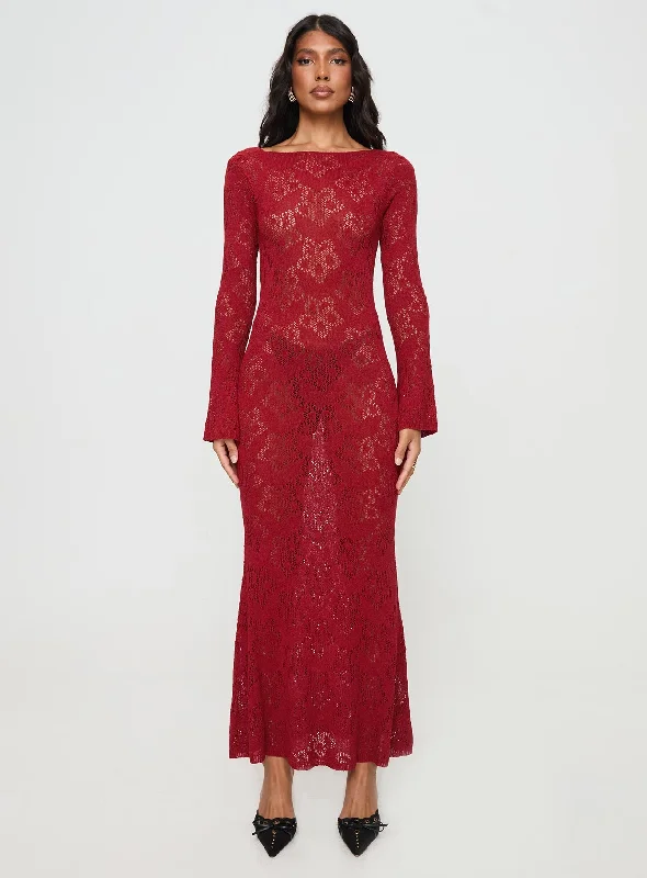 Formal birthday dresses for formal galas with unique cultural influences and traditional styles for cultural heritage -Pricely Long Sleeve Maxi Dress Red Formal birthday dresses for formal galas with unique cultural influences and traditional styles for cultural heritage -Pricely Long Sleeve Maxi Dress Red