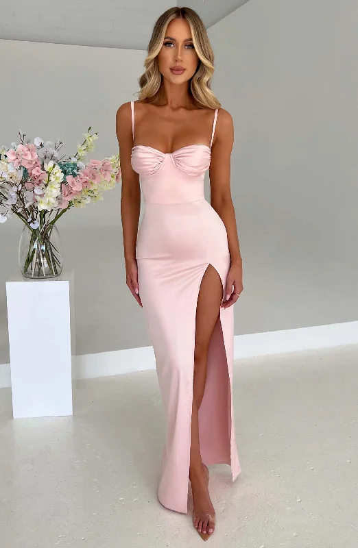 Formal dresses for formal events with bold, vibrant colors and metallic accents for a modern and trendy style -Alora Maxi Dress - Blush