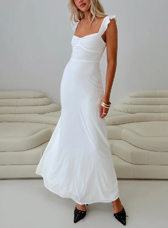 Quick-dry graduation dresses for post-ceremony pool parties- -Landon Maxi Dress White Quick-dry graduation dresses for post-ceremony pool parties- -Landon Maxi Dress White