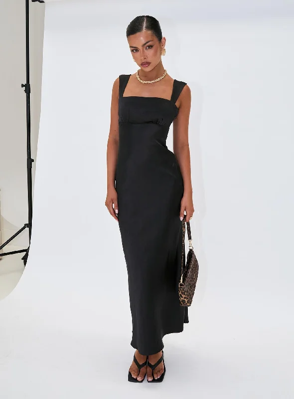 Prom dresses with smart temperature control -Radioactive Bias Cut Maxi Dress Black