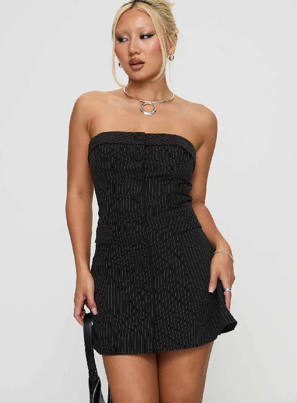 Prom dresses with metallic accents and sequins -Change It Up Mini Dress Black / Pinstripe Prom dresses with metallic accents and sequins -Change It Up Mini Dress Black / Pinstripe
