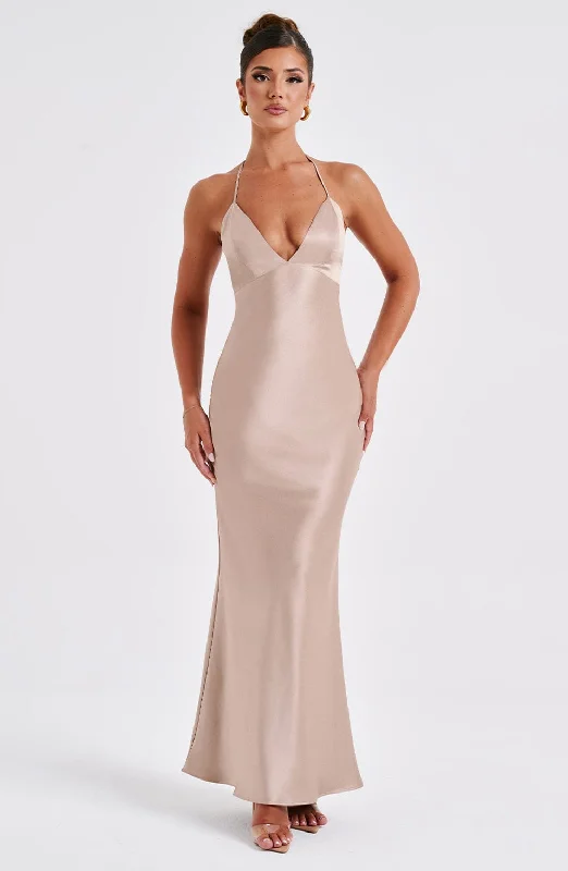 Etiquette for wedding guests bringing uninvited plus-ones- -Delphine Maxi Dress - Champagne