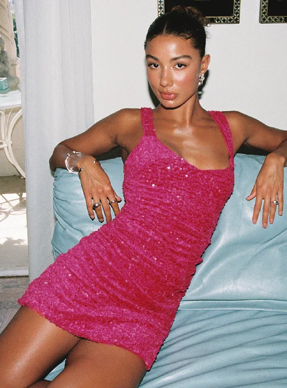 Prom dresses for autumn with cozy fabrics and warm colors for a snug and cozy feel -Centerfold Sequin Mini Dress Pink Prom dresses for autumn with cozy fabrics and warm colors for a snug and cozy feel -Centerfold Sequin Mini Dress Pink