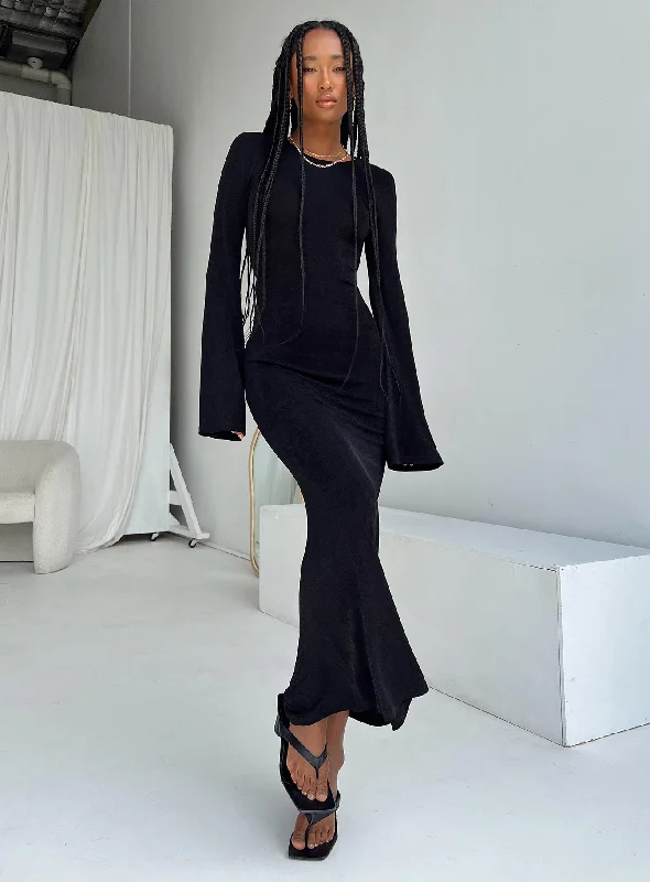 Prom dresses for formal events with luxurious fabrics -Amersham Long Sleeve Maxi Dress Black Prom dresses for formal events with luxurious fabrics -Amersham Long Sleeve Maxi Dress Black