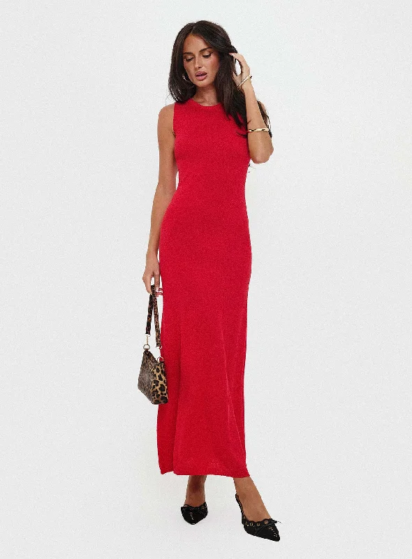 Birthday dresses with unique cultural influences and traditional styles for cultural identity and heritage -Maebie Knit Maxi Dress Red Birthday dresses with unique cultural influences and traditional styles for cultural identity and heritage -Maebie Knit Maxi Dress Red
