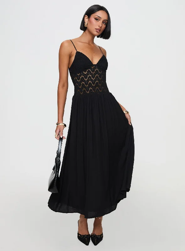 Wedding guest clutch bags matching neutral outfits- -Speak Now Maxi Dress Black