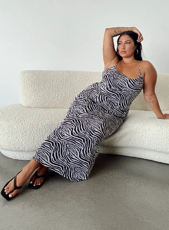 Corset dresses with sustainable materials and innovative technology integration for modern style and sustainability -Knox Maxi Dress Zebra Curve