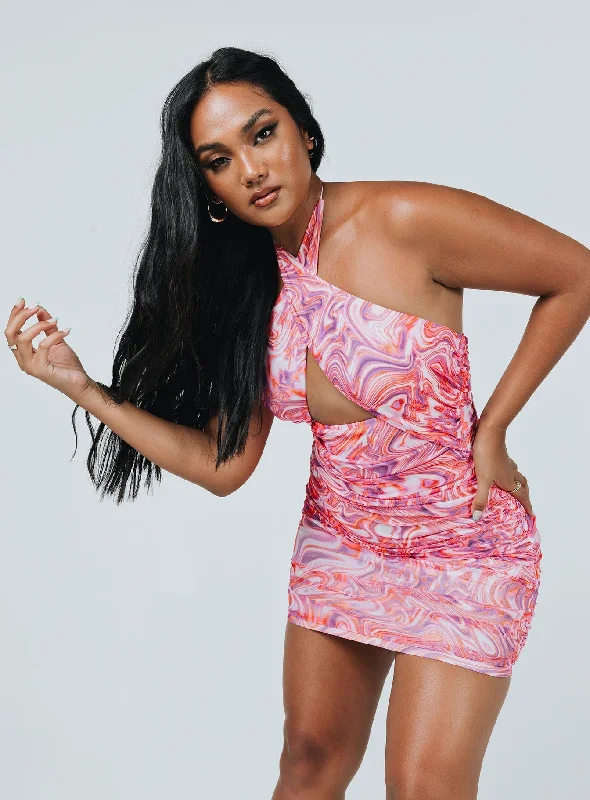 Formal corset dresses with beaded embroidery -Christoph Mini Dress Pink