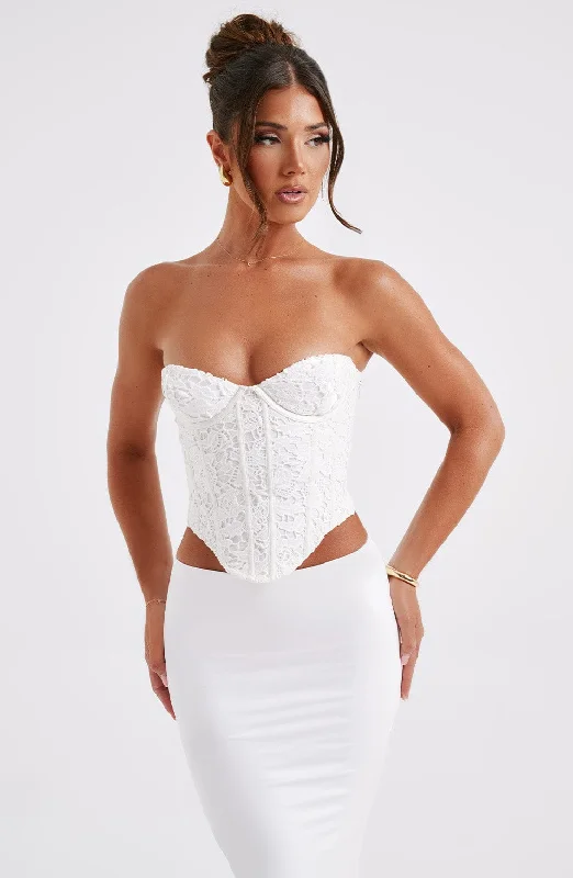 Wedding gowns with A-line silhouettes -Harlow Corset - Ivory