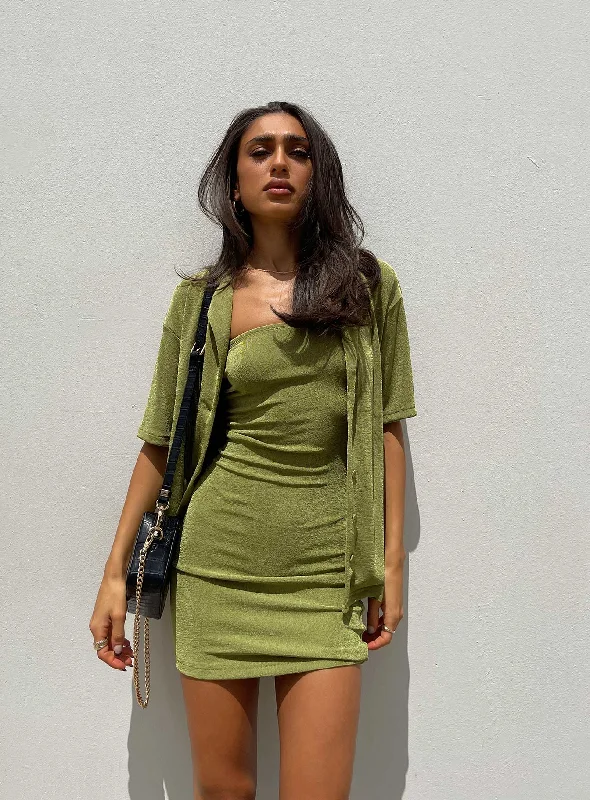 Corset dresses with eco-friendly materials and sustainable production for environmental responsibility and awareness -Misha Set Green Corset dresses with eco-friendly materials and sustainable production for environmental responsibility and awareness -Misha Set Green