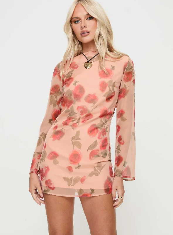 Party dresses for formal events with elegant silhouettes and vintage-inspired styles for a timeless and refined look -Florinda Long Sleeve Mini Dress Pink Floral Party dresses for formal events with elegant silhouettes and vintage-inspired styles for a timeless and refined look -Florinda Long Sleeve Mini Dress Pink Floral