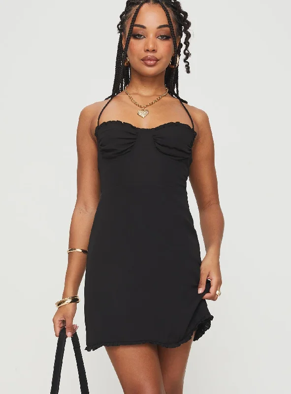 Birthday dresses for formal events with floral patterns and pastel colors for a fresh look -Fusilloni Mini Dress Black Birthday dresses for formal events with floral patterns and pastel colors for a fresh look -Fusilloni Mini Dress Black